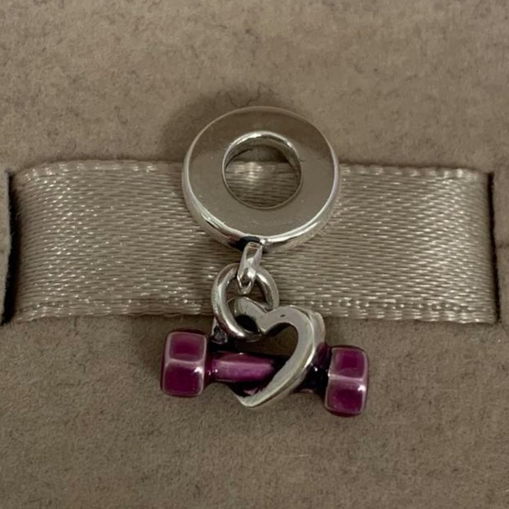 Pandora Dumbbell & Heart Dangle Charm